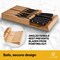 JumblWare Bamboo Knife Block, 17"x 9"x2" Wooden Knife Drawer Organizer for 12 Steak Knives